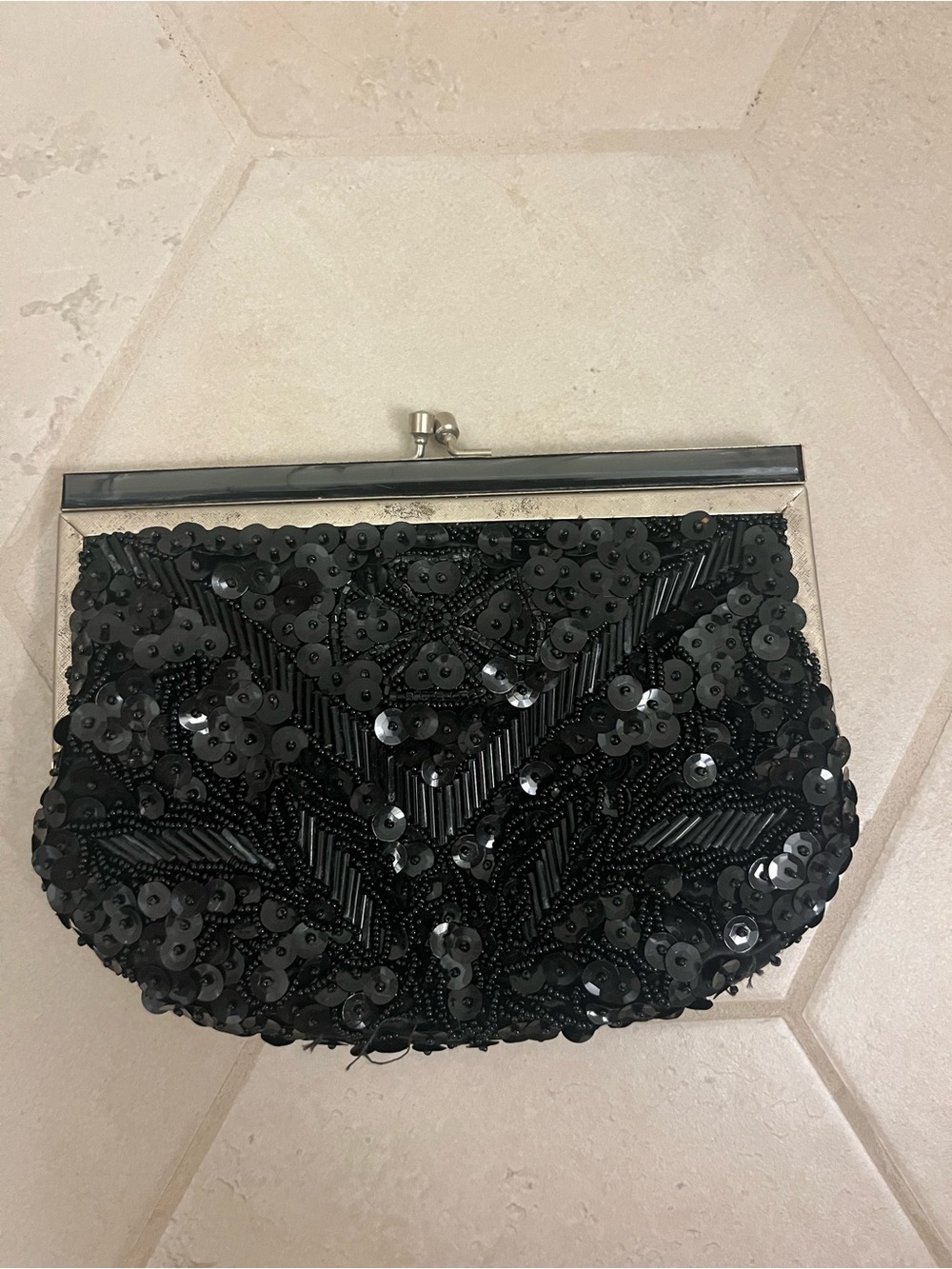 Vintage Black Frame-Top Women's Handbag